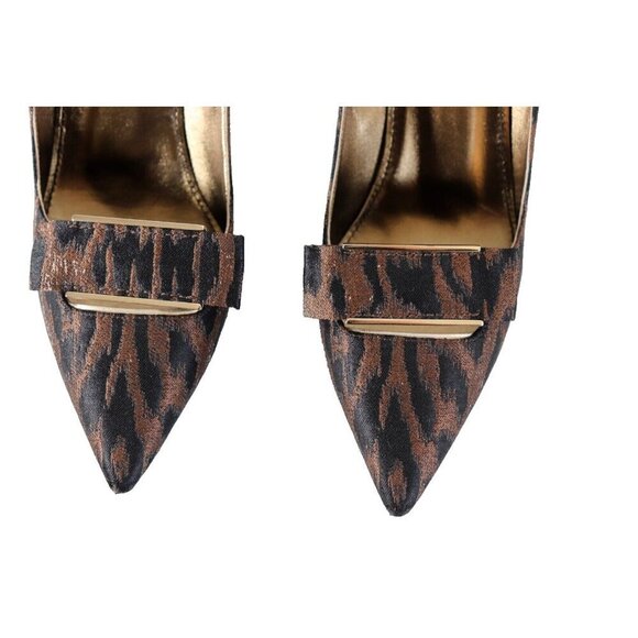 Lanvin Women's Size 38.5 Brown Black Leopard Pumps Pointed Toe Stiletto Heel - Picture 4 of 10